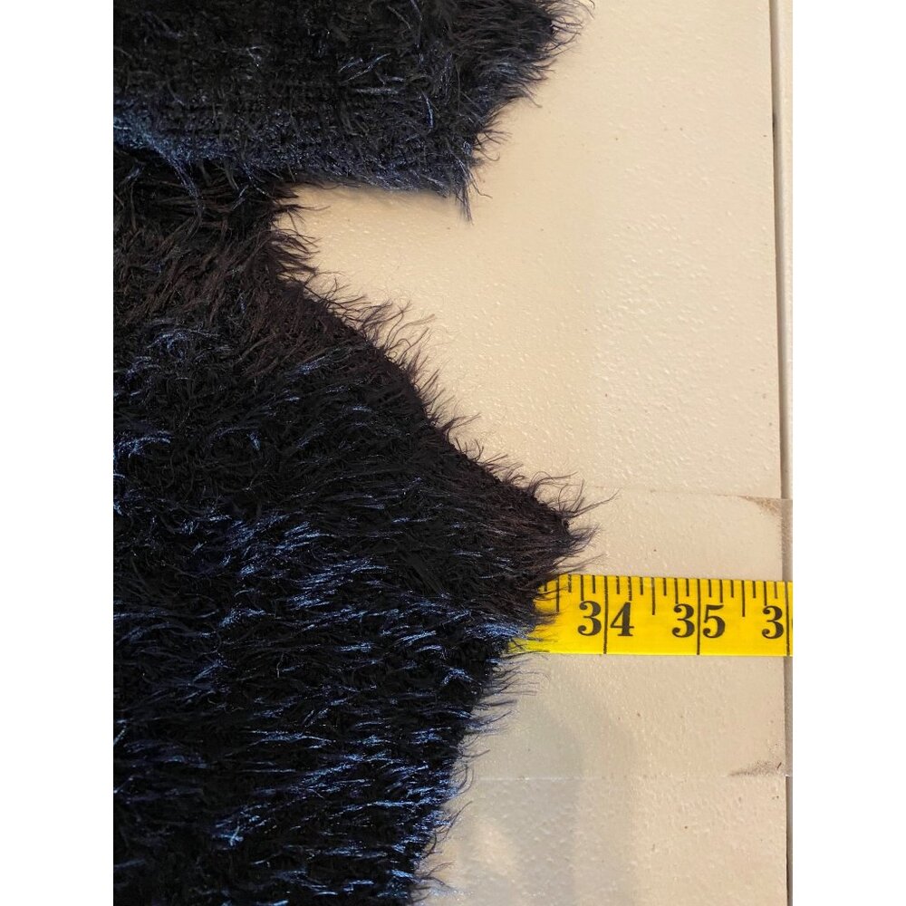 Lanalee Black & White Fuzzy Knit Floral Open Cardigan Sweater Medium - Picture 6 of 10